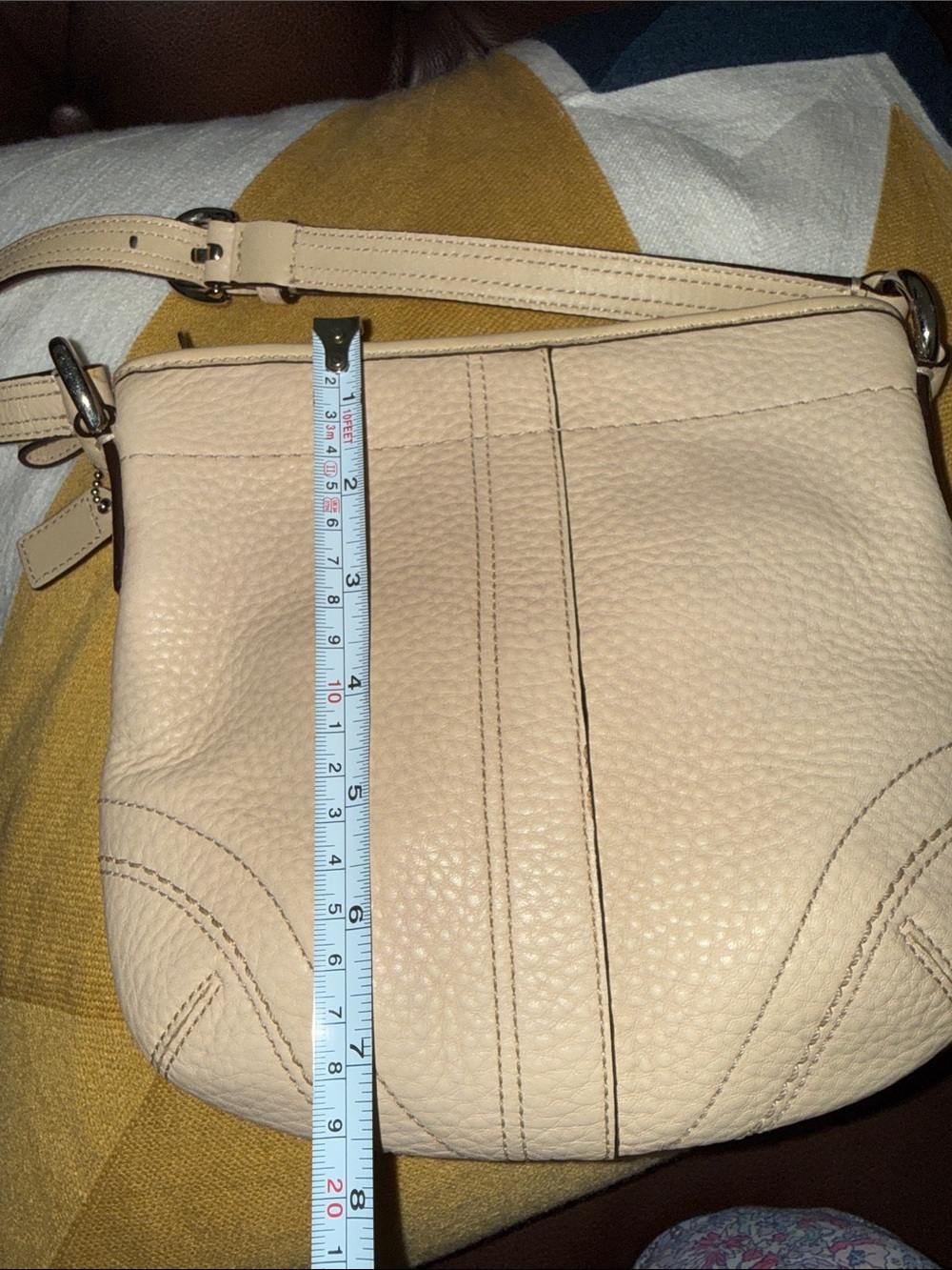 Coach vintage Pebbled Leather Crossbody Bag in Beige/Tan - Picture 12 of 14